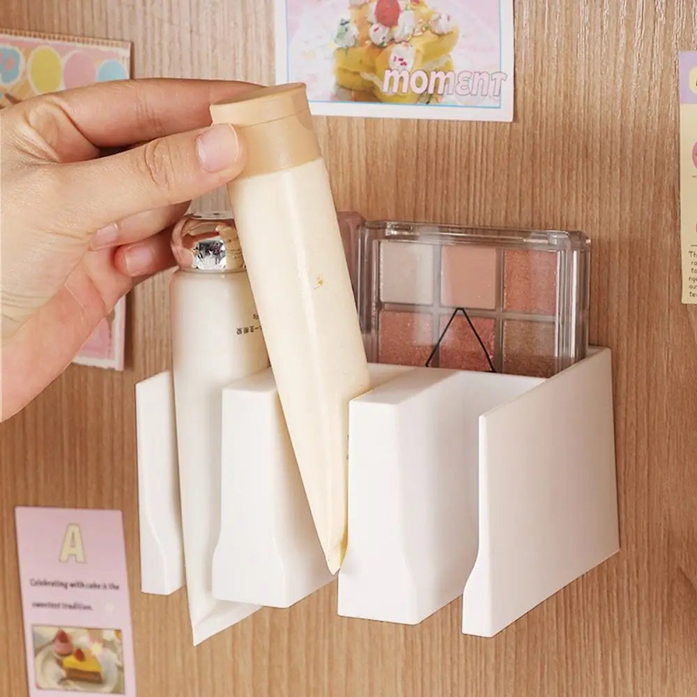 No-Drill Wall-Mounted Bathroom Organizer — Multi-Grid Toothpaste & Toothbrush Drain Holder, Large Capacity