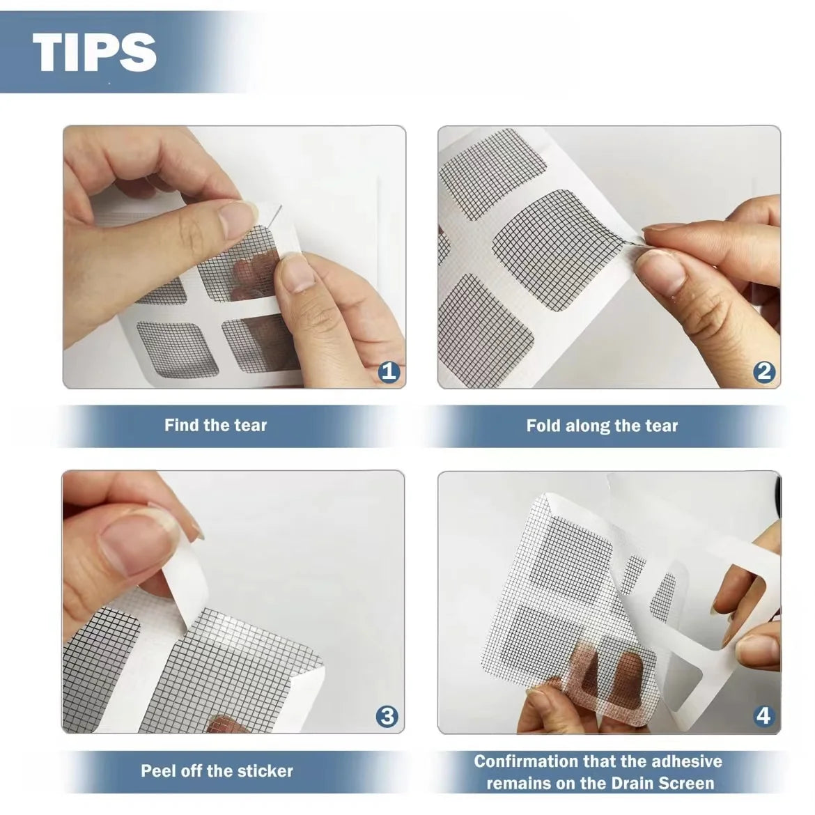 Floor Drain Disposable Filter Stickers, Hair Catchers With Anti-Bug Mesh for Bathroom Drains