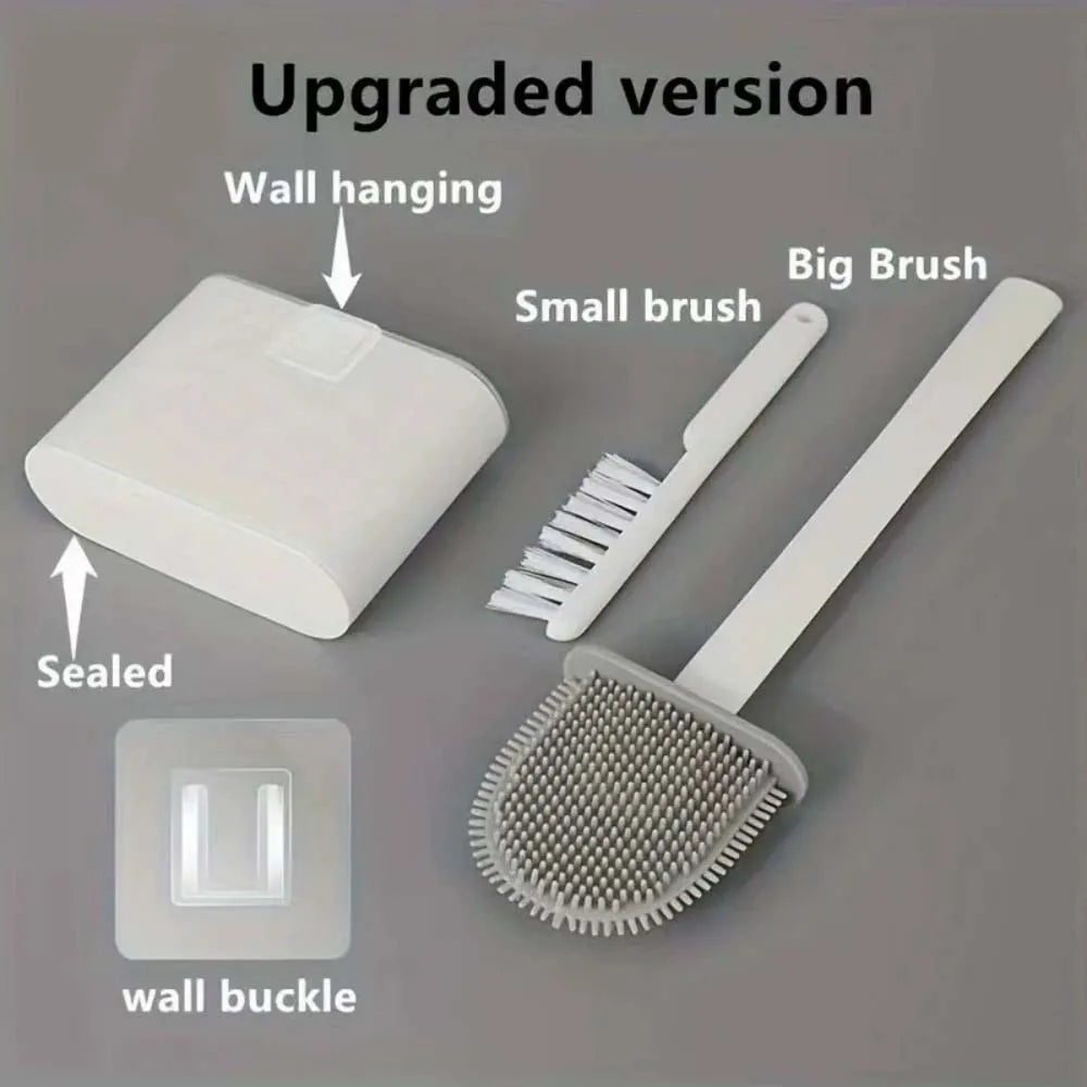Modern Silicone Toilet Brush with Wall-Mounted Holder
