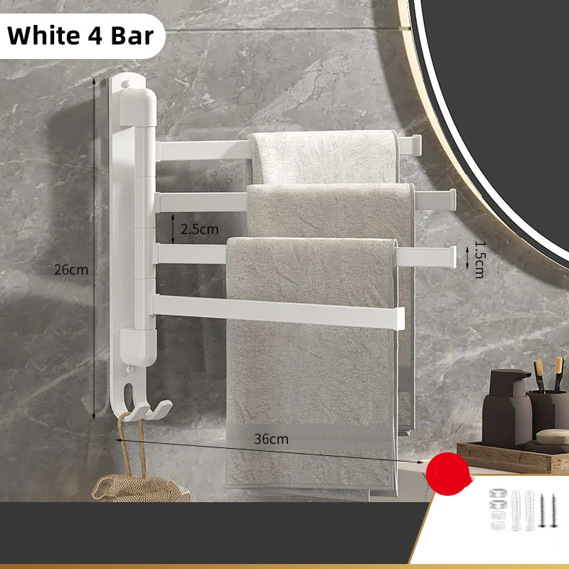 Tool-Free Rotating Black Corner Towel Rack — Wall-Mounted Stainless Steel Shelf for Shower, Bathroom, Kitchen and Coats