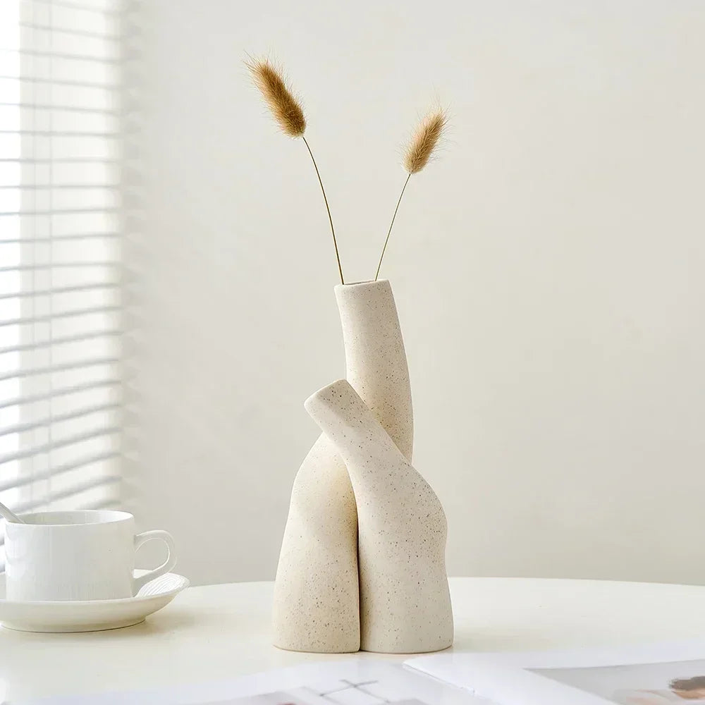 Desktop Vase, Handmade Frosted Ceramic, Irregular Shape For Dried Flowers And Hydroponics