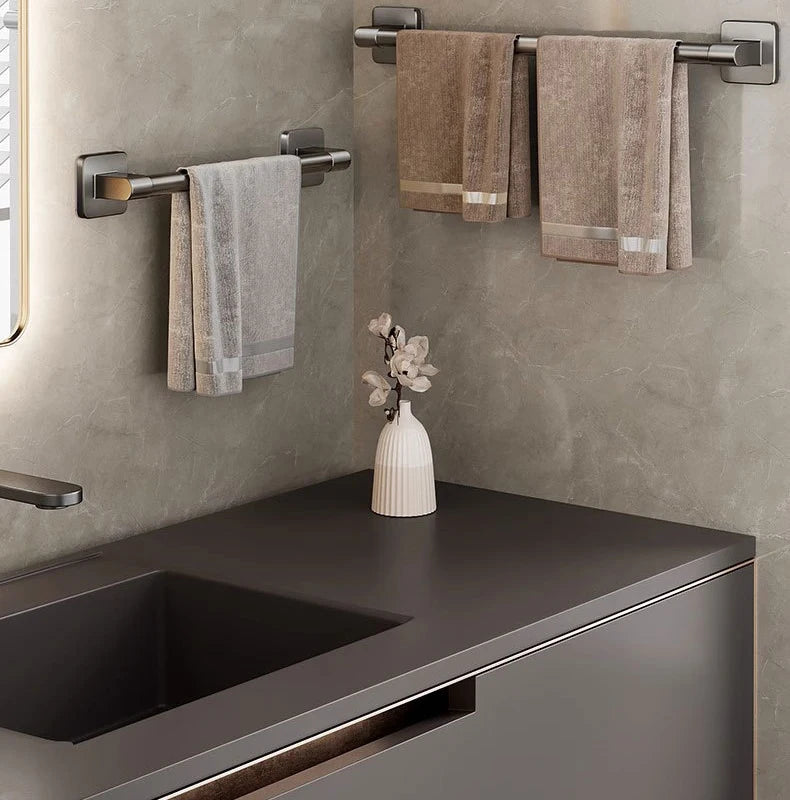 Aluminum Wall-Mounted Shower Towel Rack — Space‑Saving, Multifunctional Bathroom Organizer