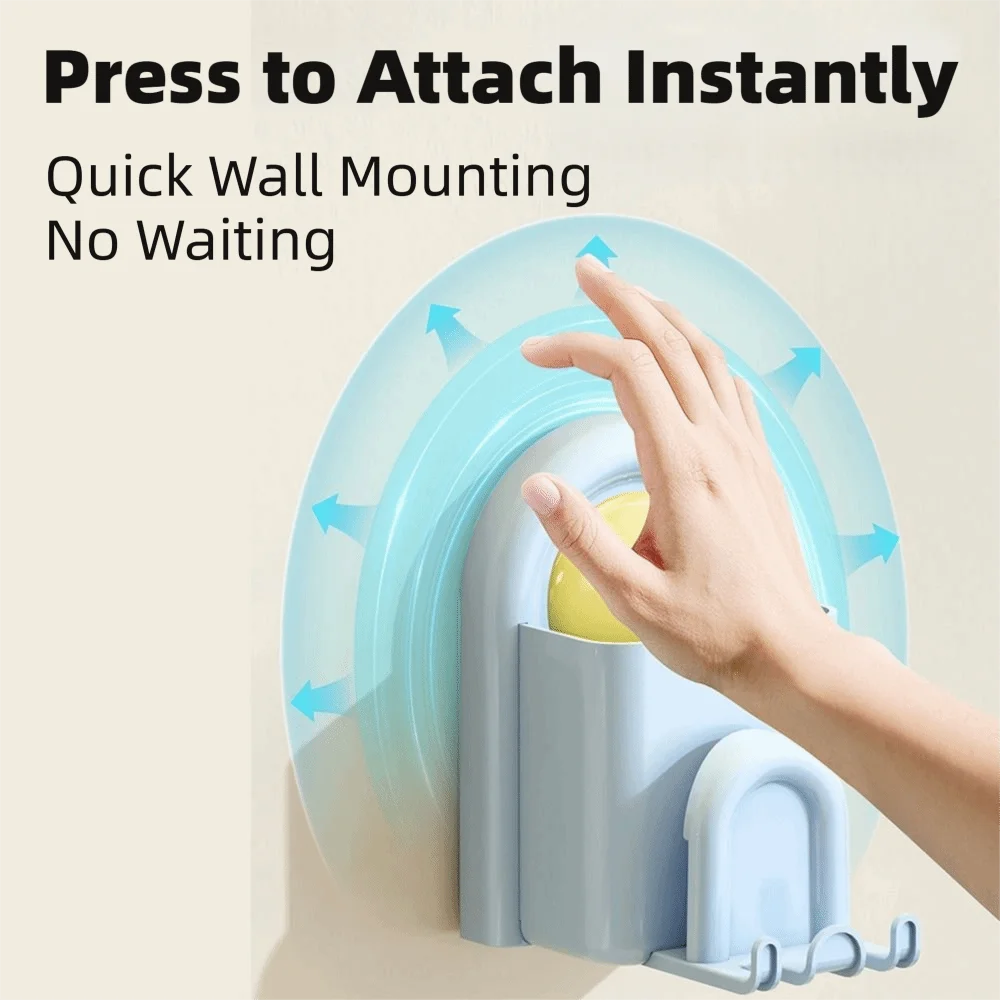 Sleek No-Drill Suction Toothbrush & Toothpaste Organizer — Waterproof, Self-Adhesive Wall Holder