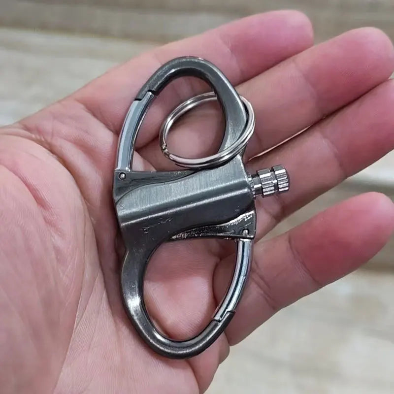 Refillable Windproof Oil Lighter Keychain with Carabiner — Sleek Metal Pendant for Outdoor Use