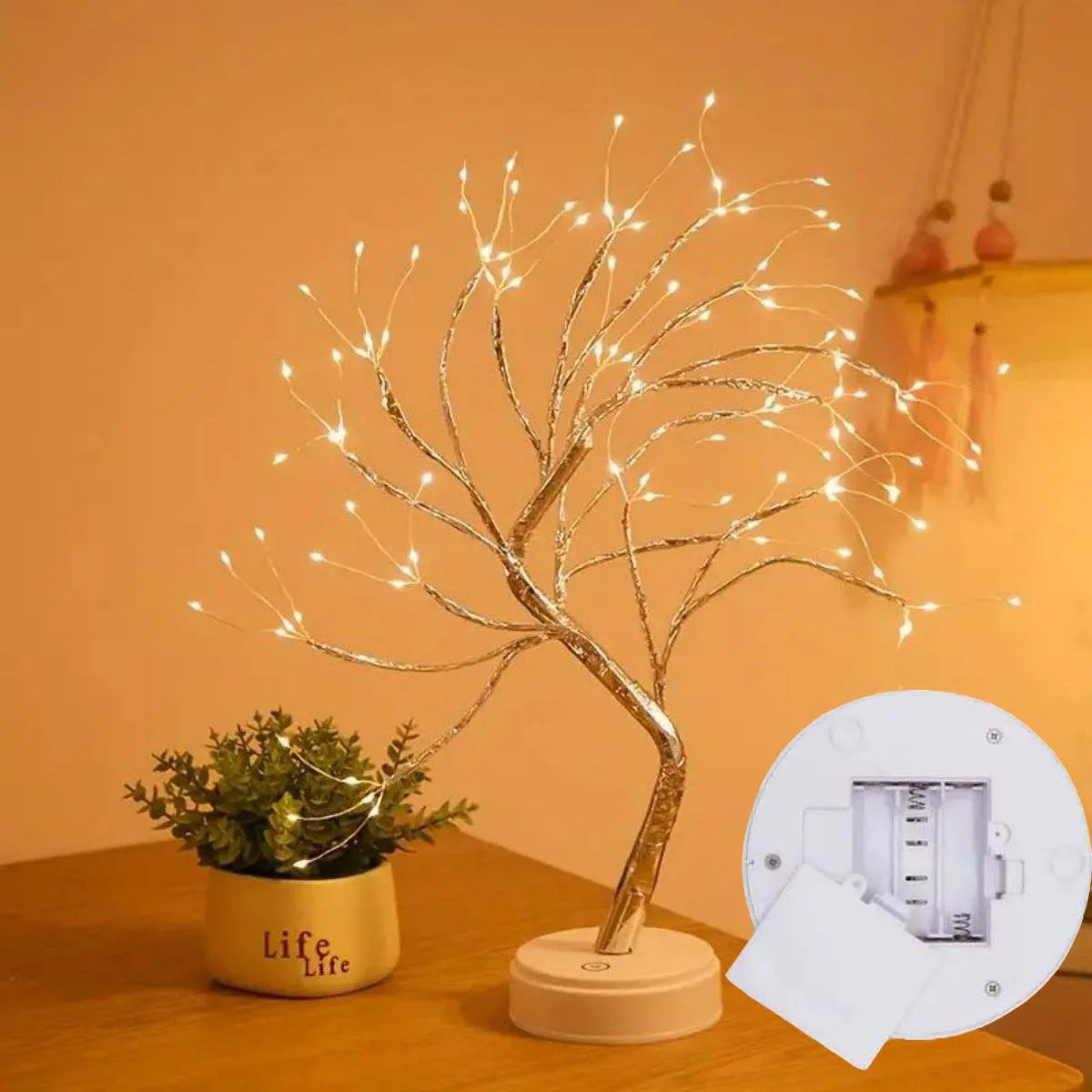 108‑LED Warm White Copper Star String Lights — USB or Battery Powered for Indoor & Outdoor Tree and Decorative Lighting