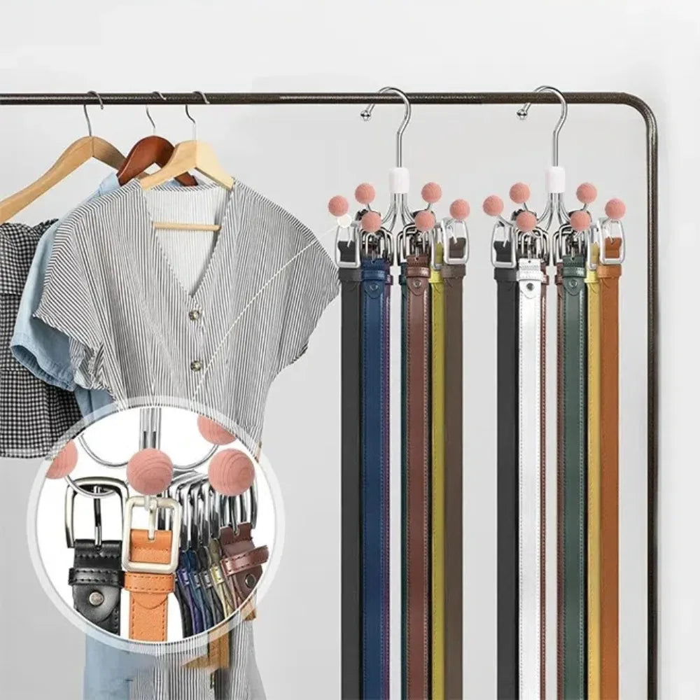 360° Rotating 6‑Claw Wooden‑Ball Clothing Organizer Hook — Space‑Saving Multipurpose Hanger for Scarves, Garments and Accessories
