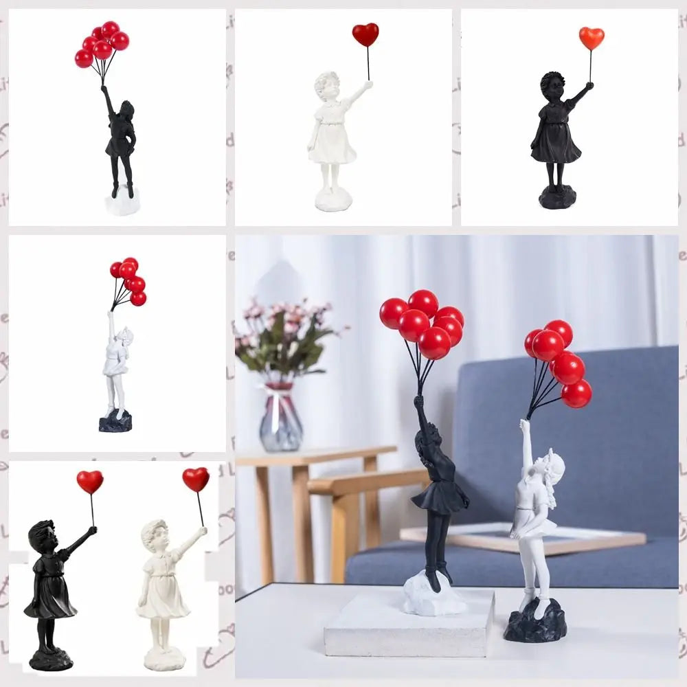 Resin Sculpture, Balloon Girl Desktop Figurine With Low-Odor Finish For Quiet Spaces