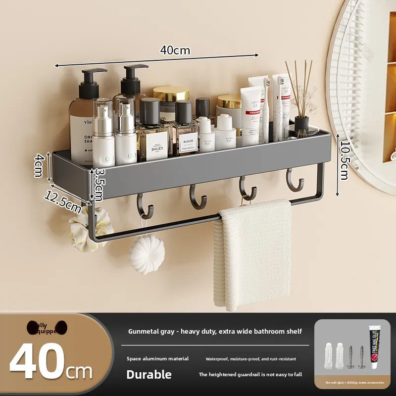 Wall‑Mounted Multi‑Functional Storage Shelf — No Drilling Required