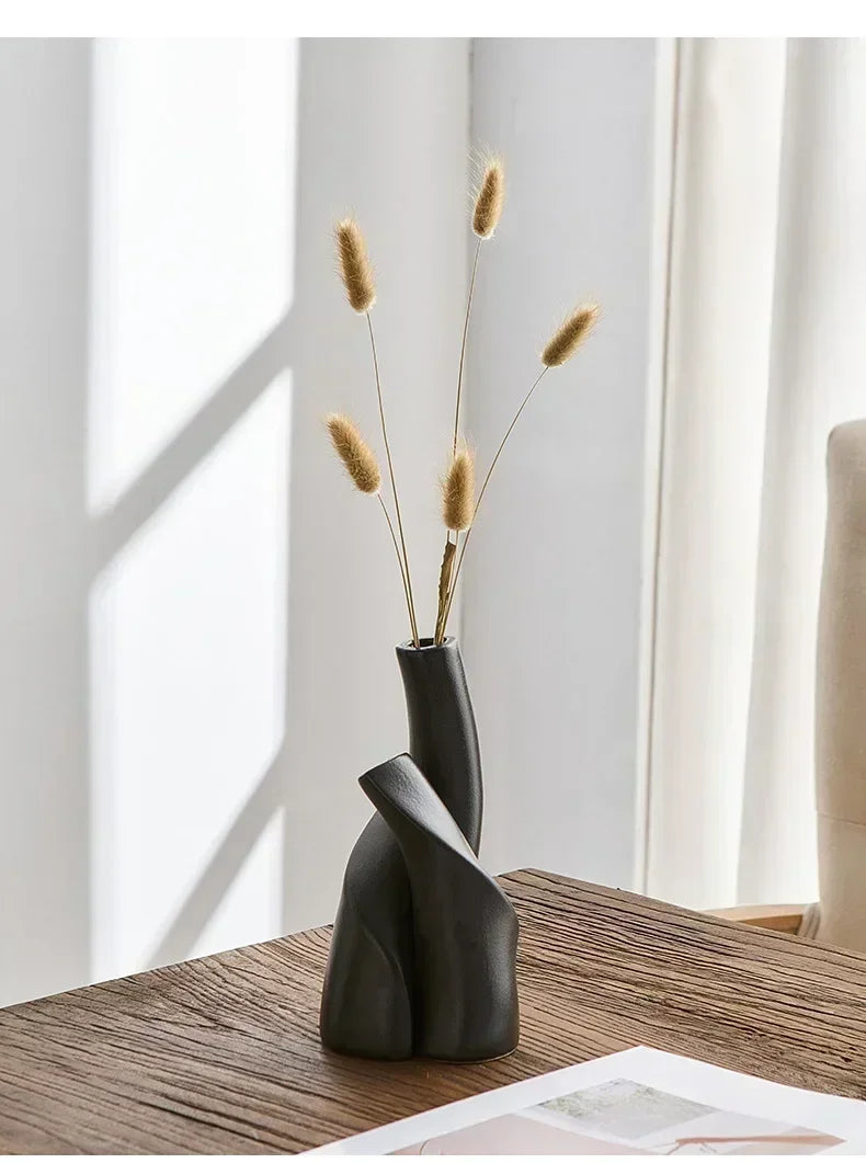 Desktop Vase, Handmade Frosted Ceramic, Irregular Shape For Dried Flowers And Hydroponics