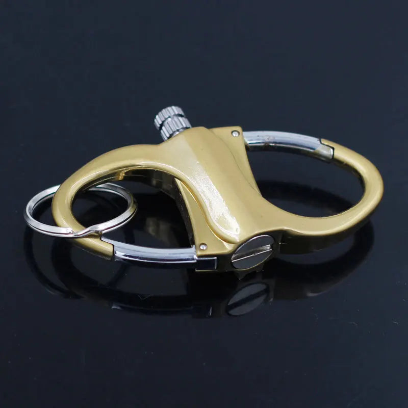 Refillable Windproof Oil Lighter Keychain with Carabiner — Sleek Metal Pendant for Outdoor Use