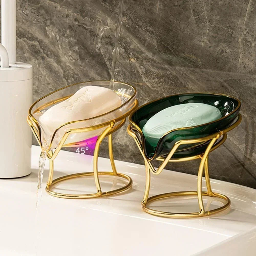 Leaf-Shaped Ceramic Soap Dish with Self-Draining Design — Minimalist Soap Bar Holder for Shower, Bathroom & Kitchen