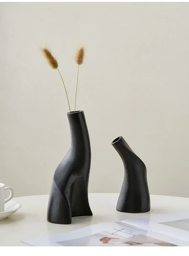 Desktop Vase, Handmade Frosted Ceramic, Irregular Shape For Dried Flowers And Hydroponics