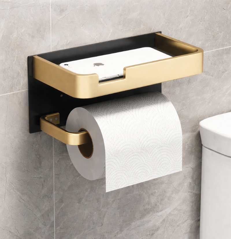 Luxury Wall-Mounted Toilet Paper Holder with Shelf